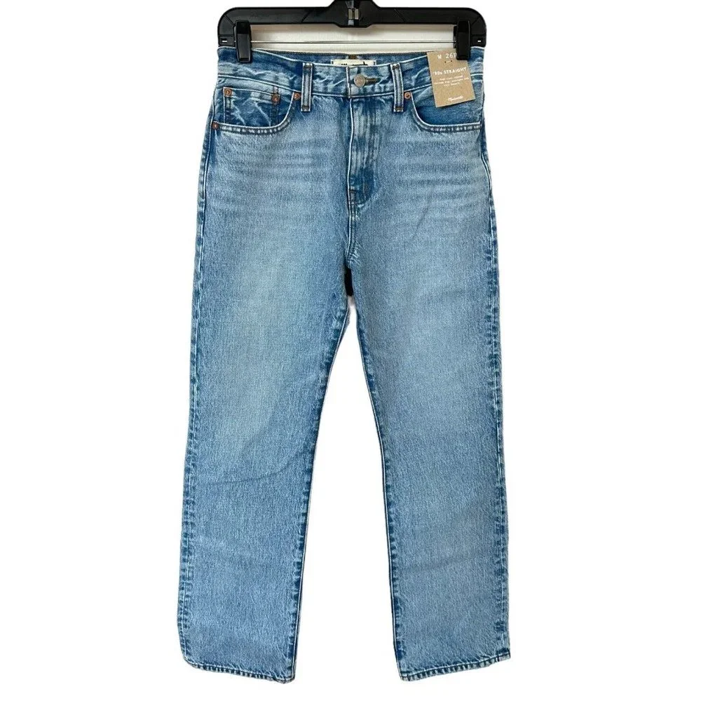 Madewell Petite '90s Straight Jean Womens 26P Blue Mercer Wash READ High Rise - Picture 2 of 16